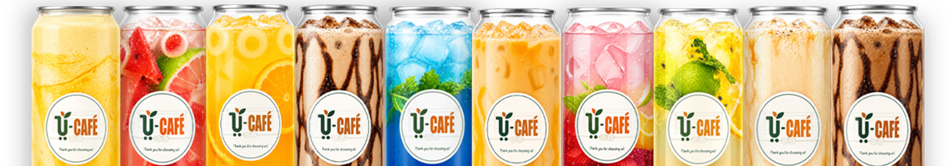 U-Café drink can range with the versatile sticker applied to each