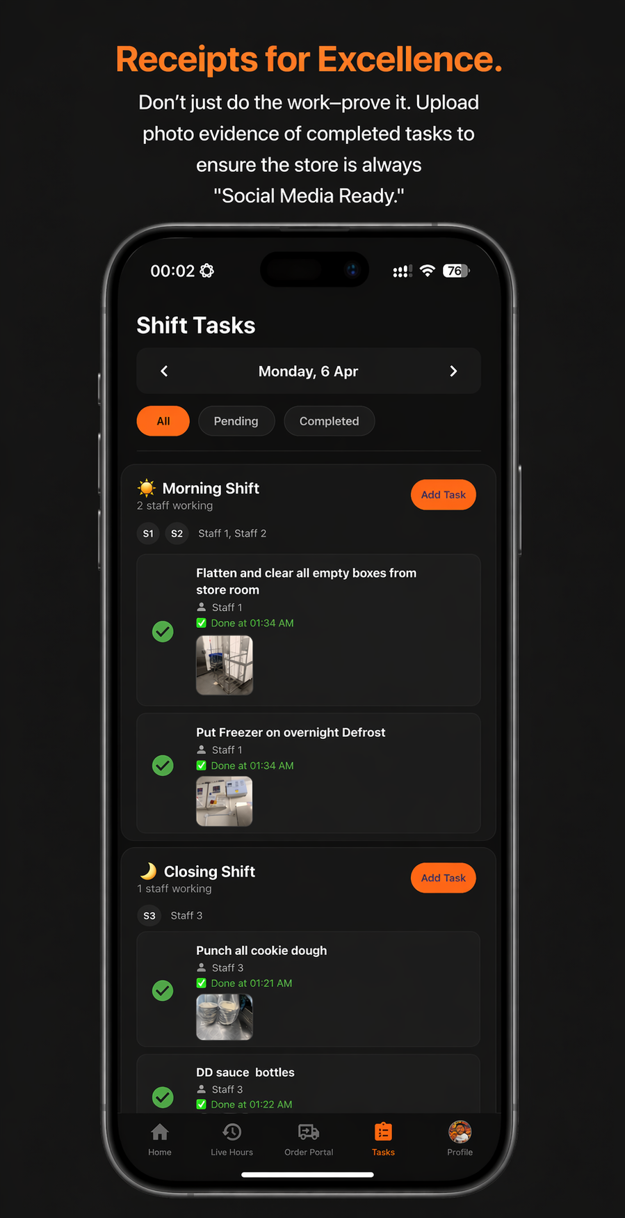 Shift tasks